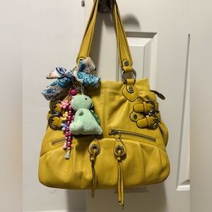 🌻 B. Makowsky Vintage Butter Yellow 100% Genuine Leather Slouchy Y2K Tote
